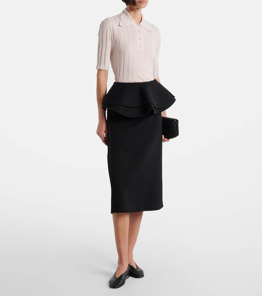 Ruffled midi skirt
