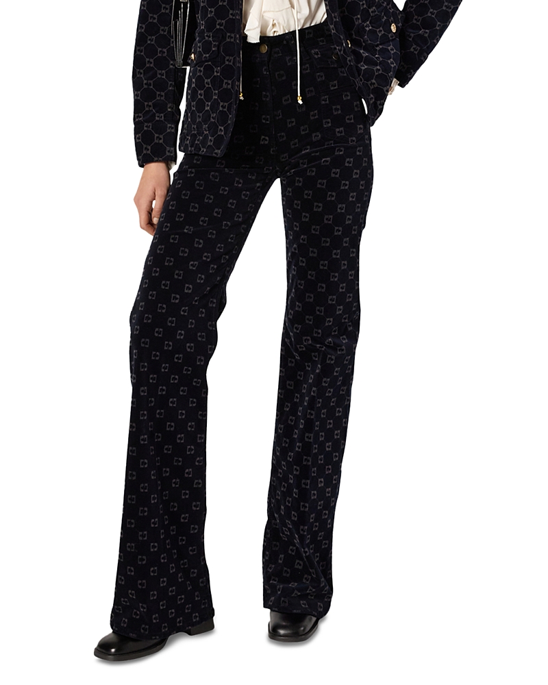 Anna Monogrammed Flared Jeans in Navy