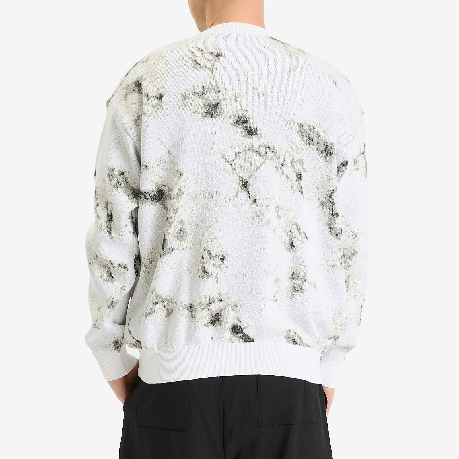 Uniform Experiment Men's Marble Jacquard Knit Sweater in White
