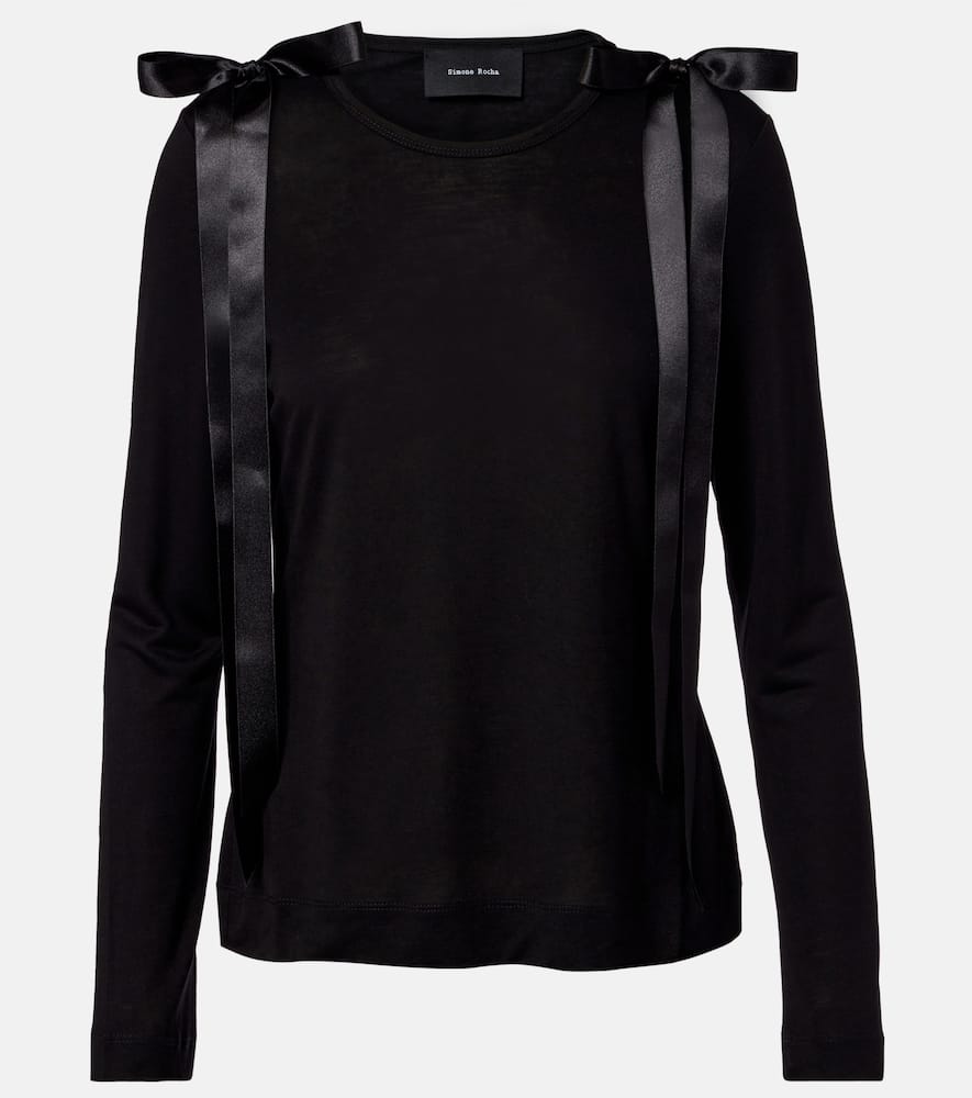 Bow-detail jersey top