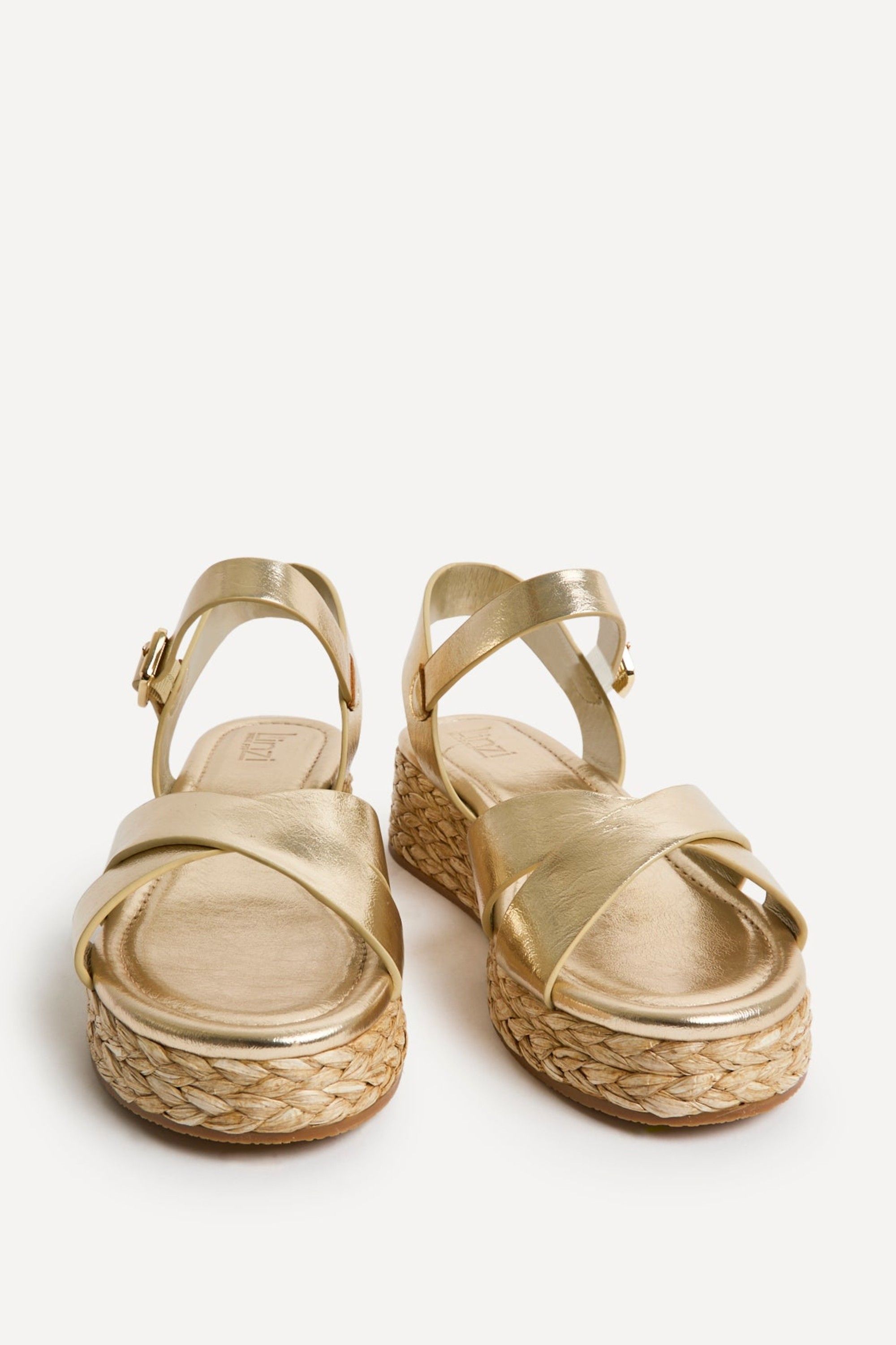 Linzi Spritz Wide Fit Gold Flatform Sanda