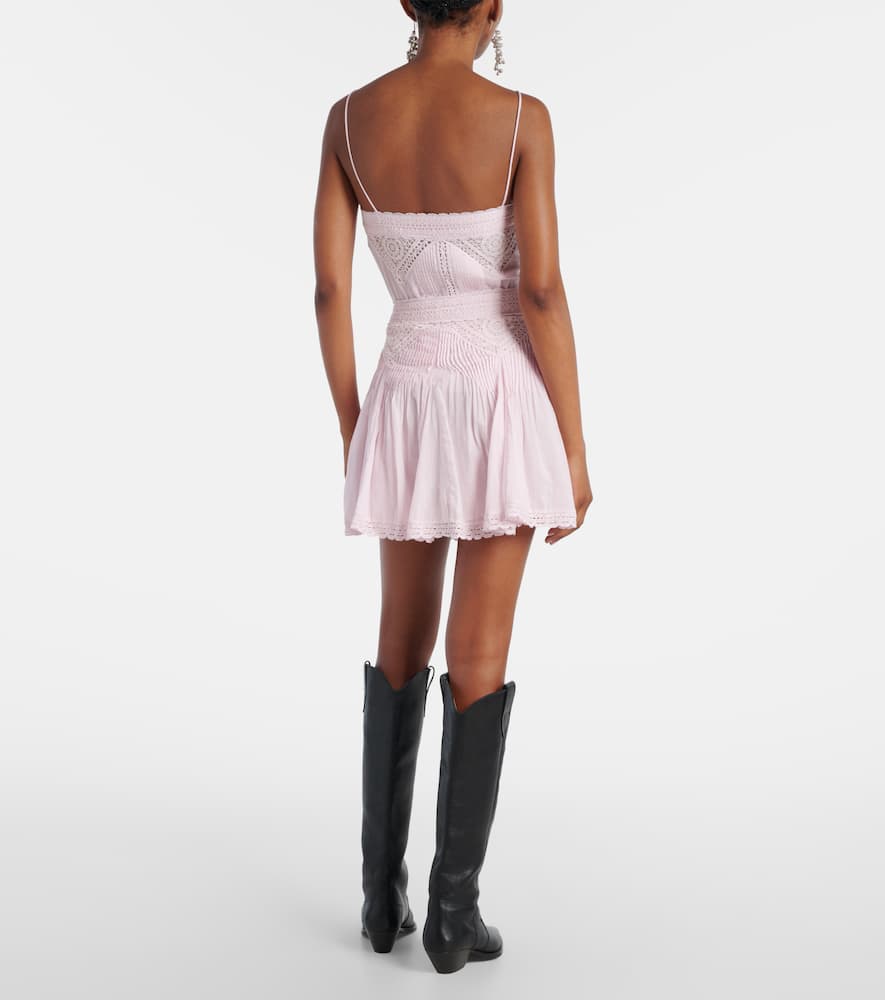 Lace-trimmed cotton miniskirt