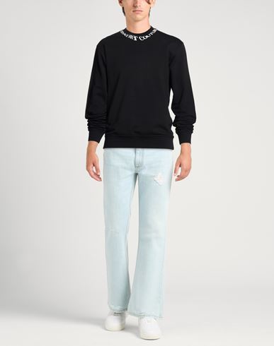 Man Sweatshirt Black Size L Cotton, Elastane