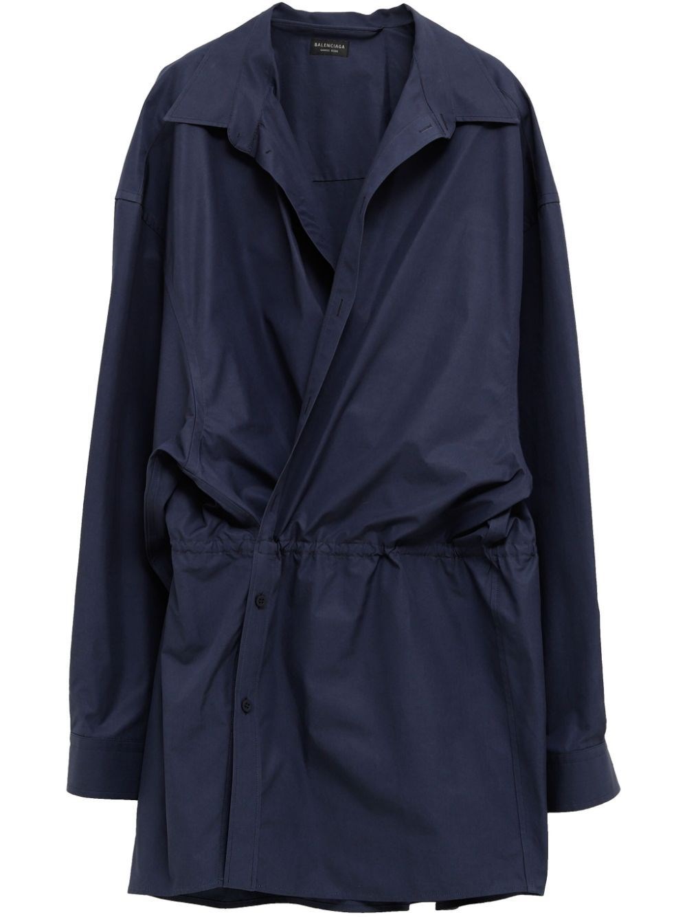 Elasticated Waistband Cotton Shirt Mini Dress