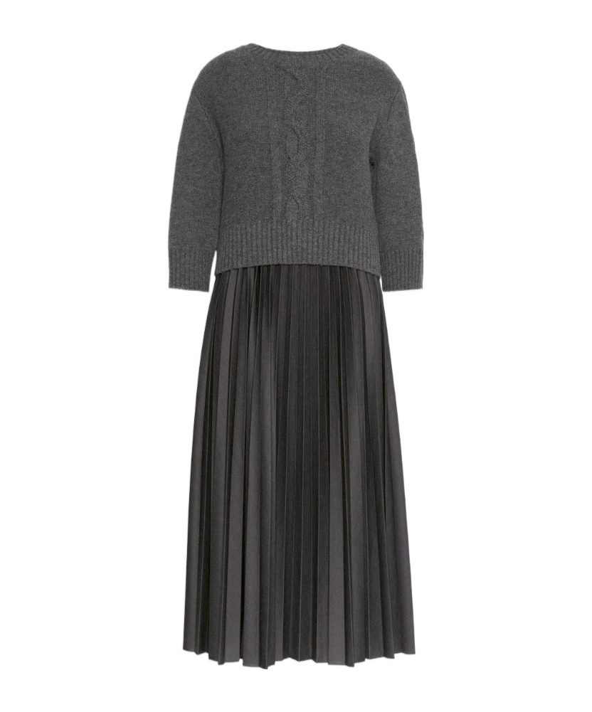 Jersey dress with a wool top - Dark grey