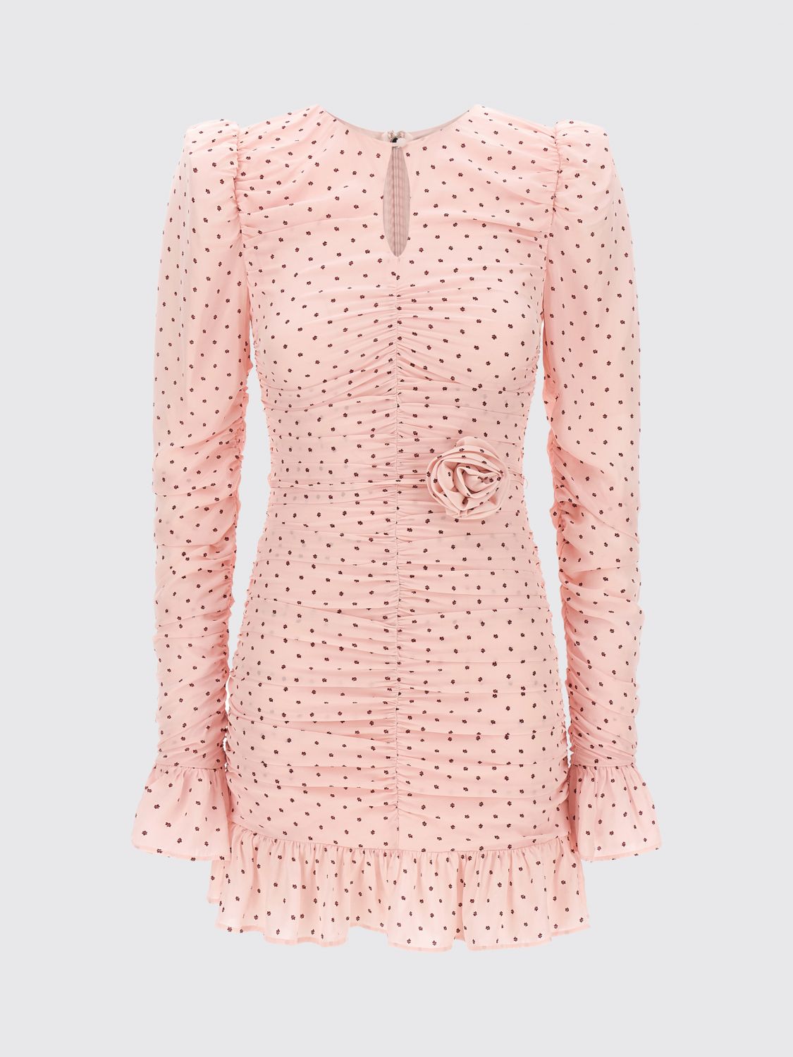 Padded Shoulder Polka Dot Mini Sheath Dress in Jersey