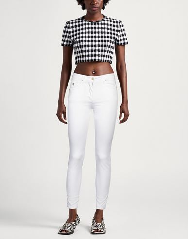 Woman Pants White Size 4 Cotton, Elastane