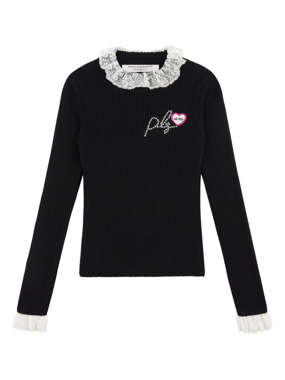 Appliqué logo knit top - Black