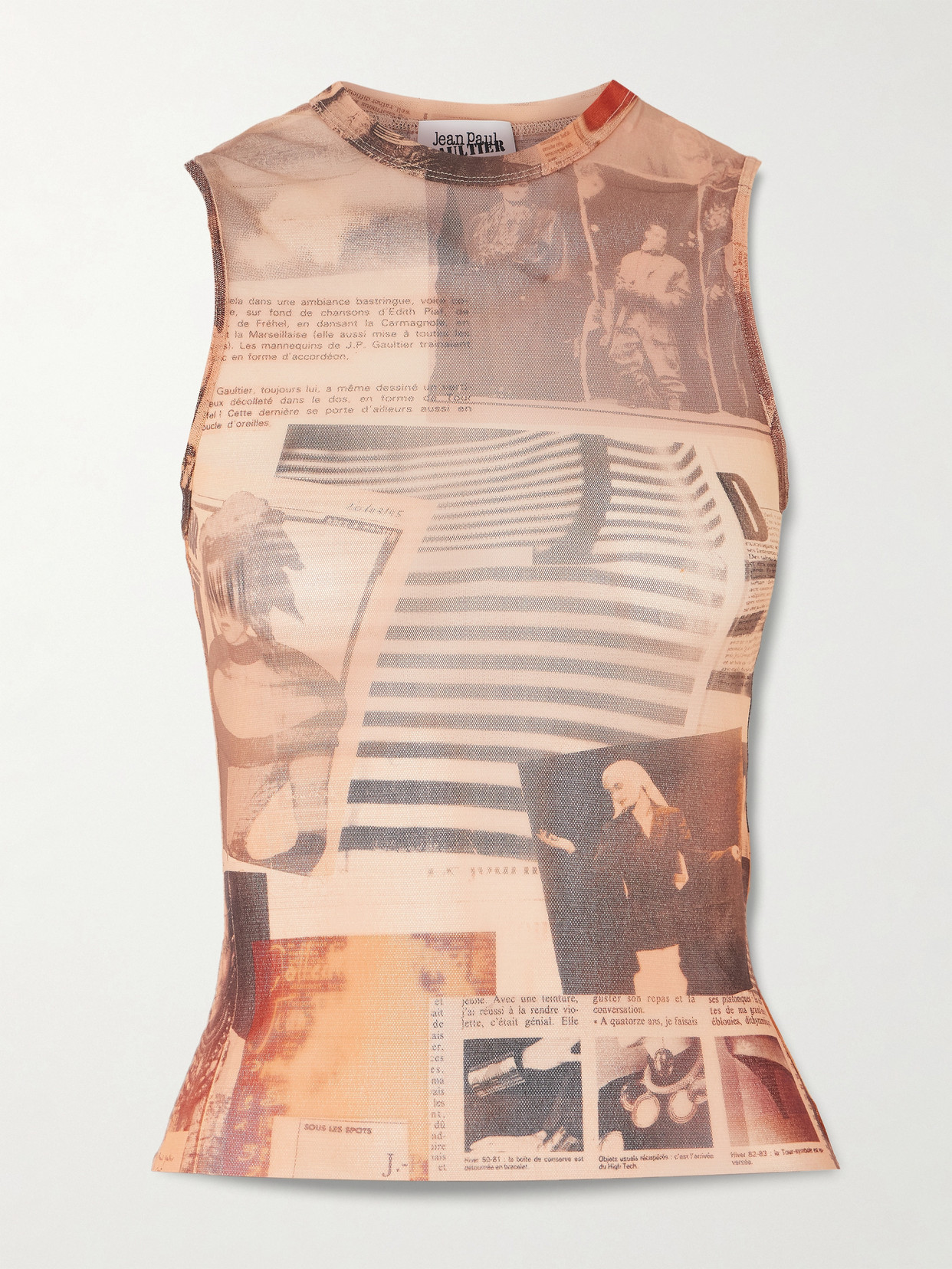 Journal Printed Mesh Top - Neutrals