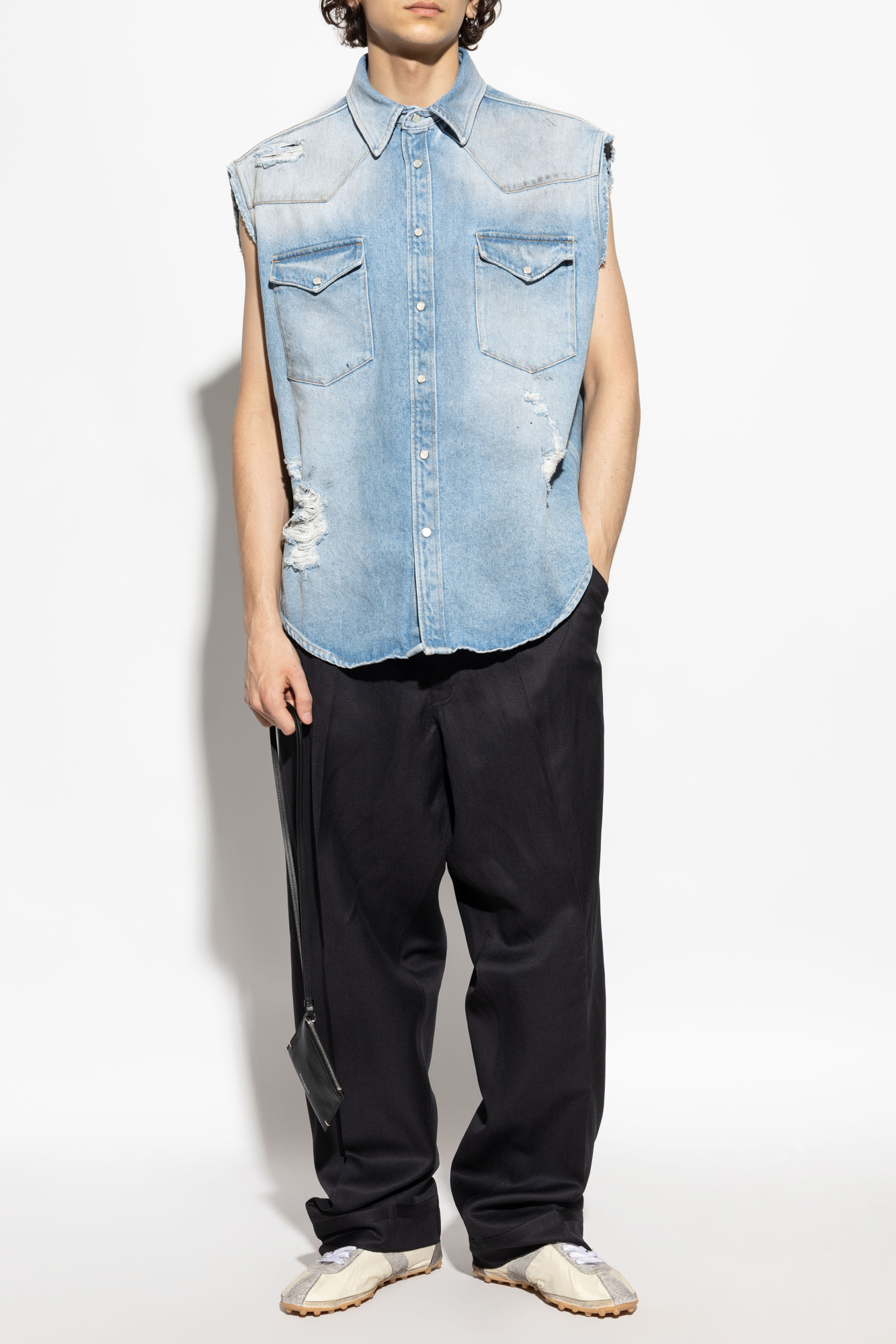 Maison Margiela Wool Trousers With Crease, Men's, Black