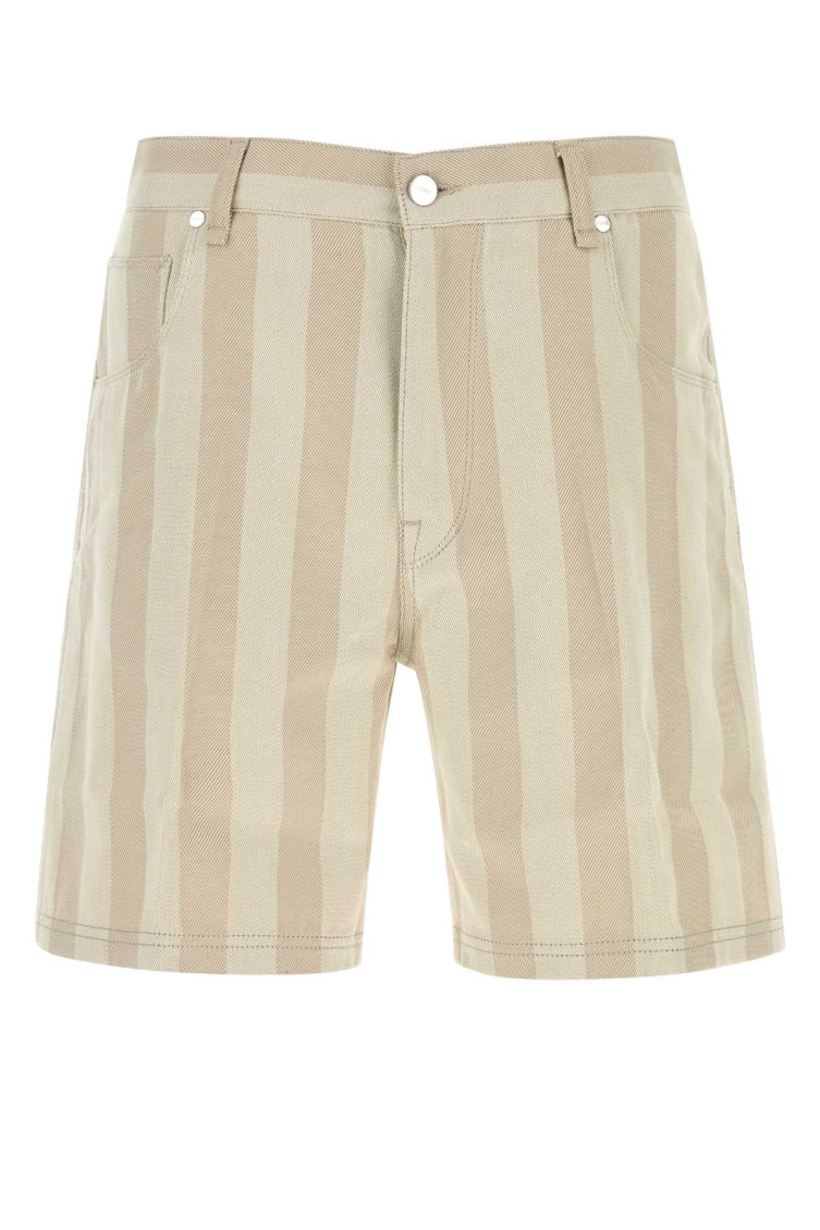 Beige Stripes Shorts