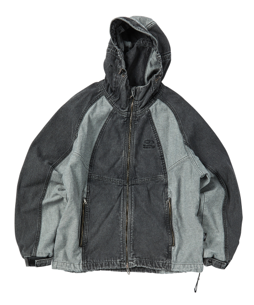 Front back denim windbreaker black