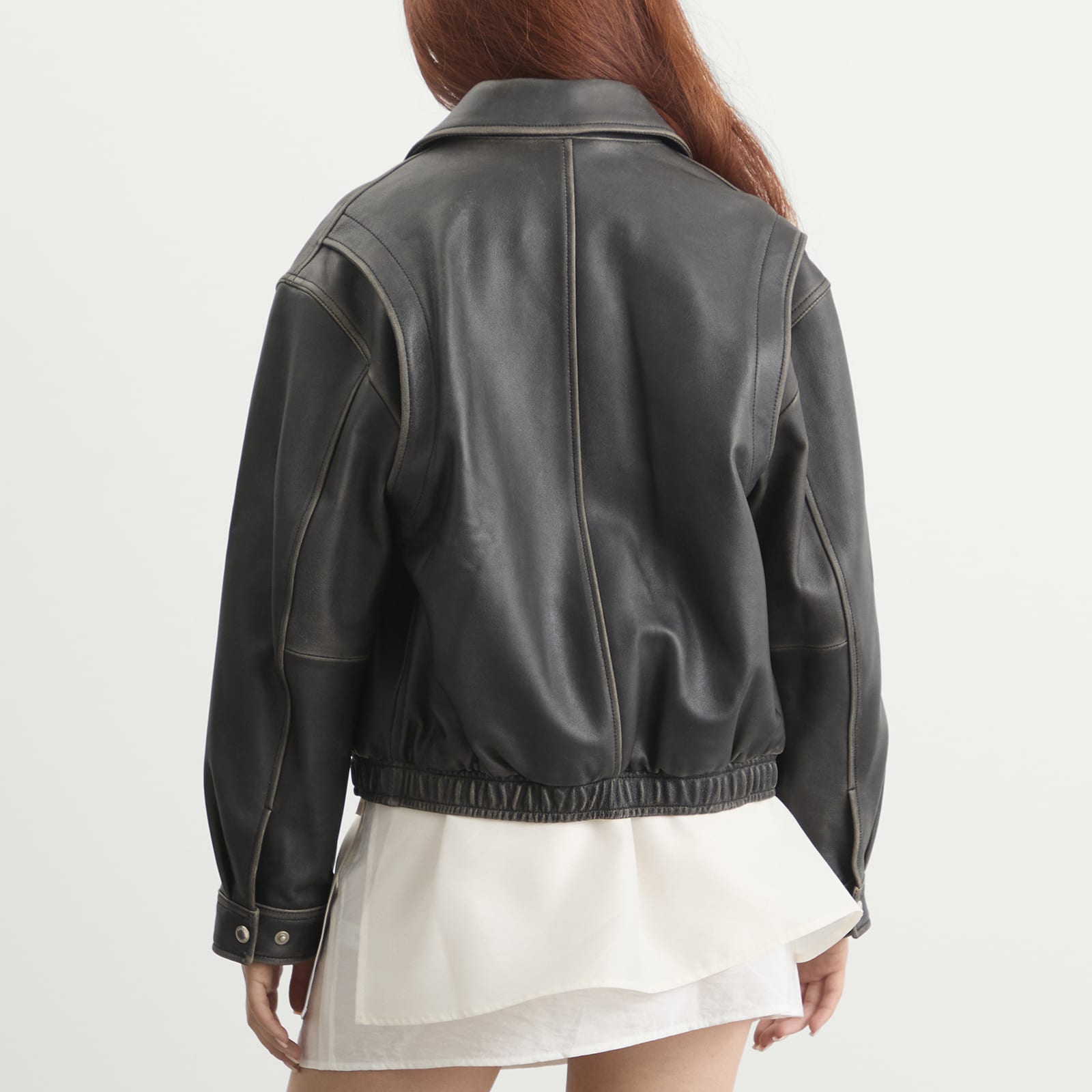 Women's Drizzler Leather Jacket in Brushed Black