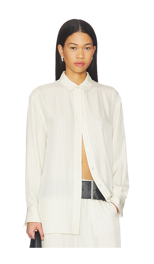 Theory Hi Low Flou Shirt in Cream. - S also in XS, M