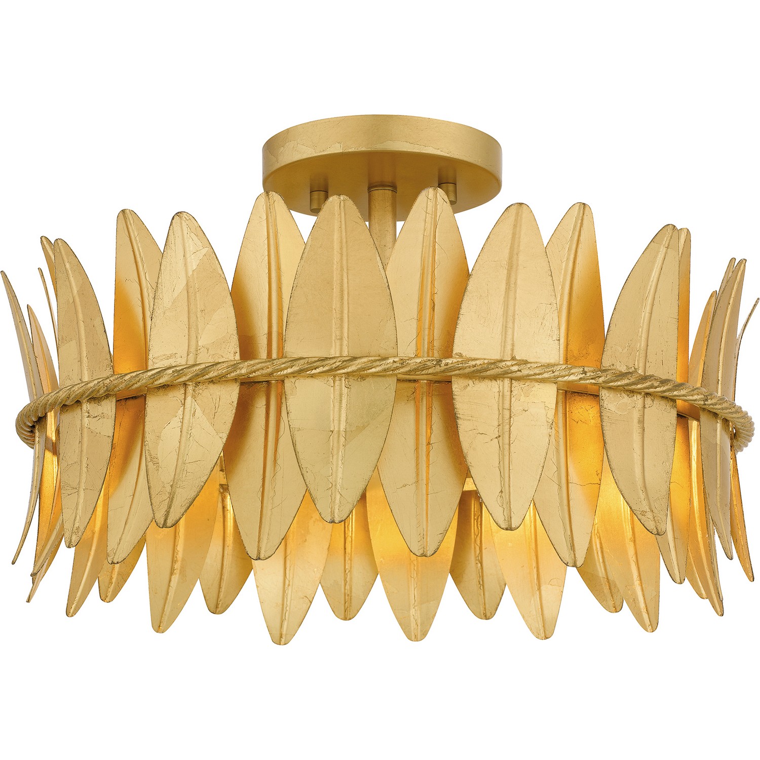 Gold Leaf Three Light Semi Flush Mount from the Liza Collection