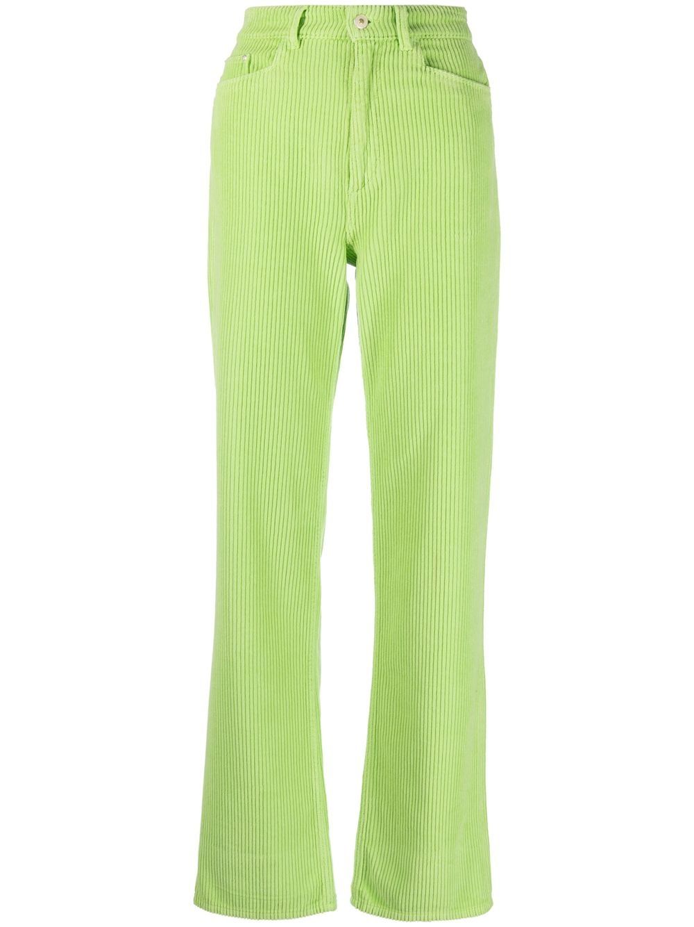 High-waisted corduroy trousers - Green