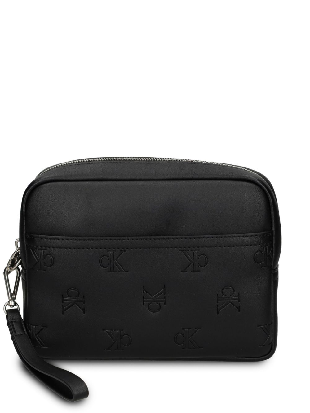 Monogram-debossed wash bag - Black