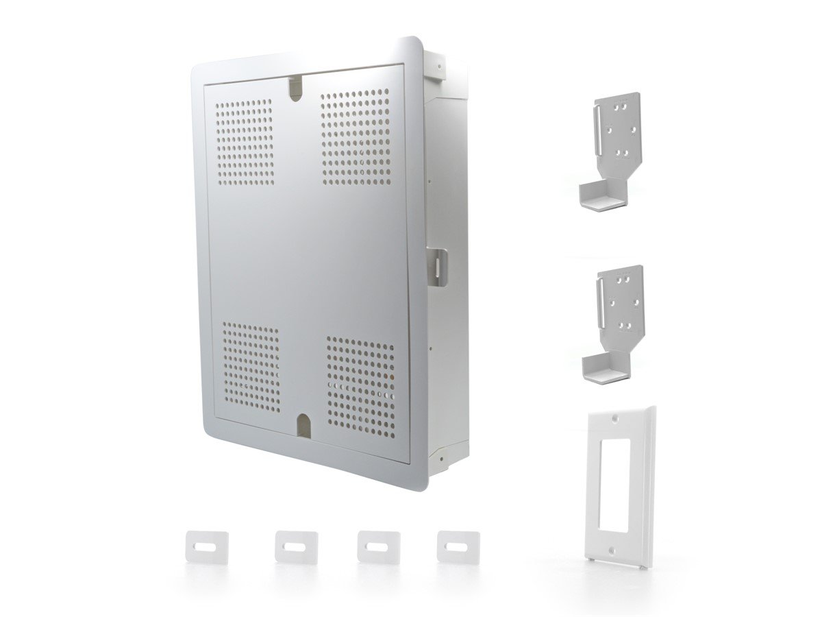 Multi-Functional Recessed Media Box with Magnetic Cover For Seamless Home & Office Connectivity Solutions, In Wall Box, Hides TV Outlet & Ca