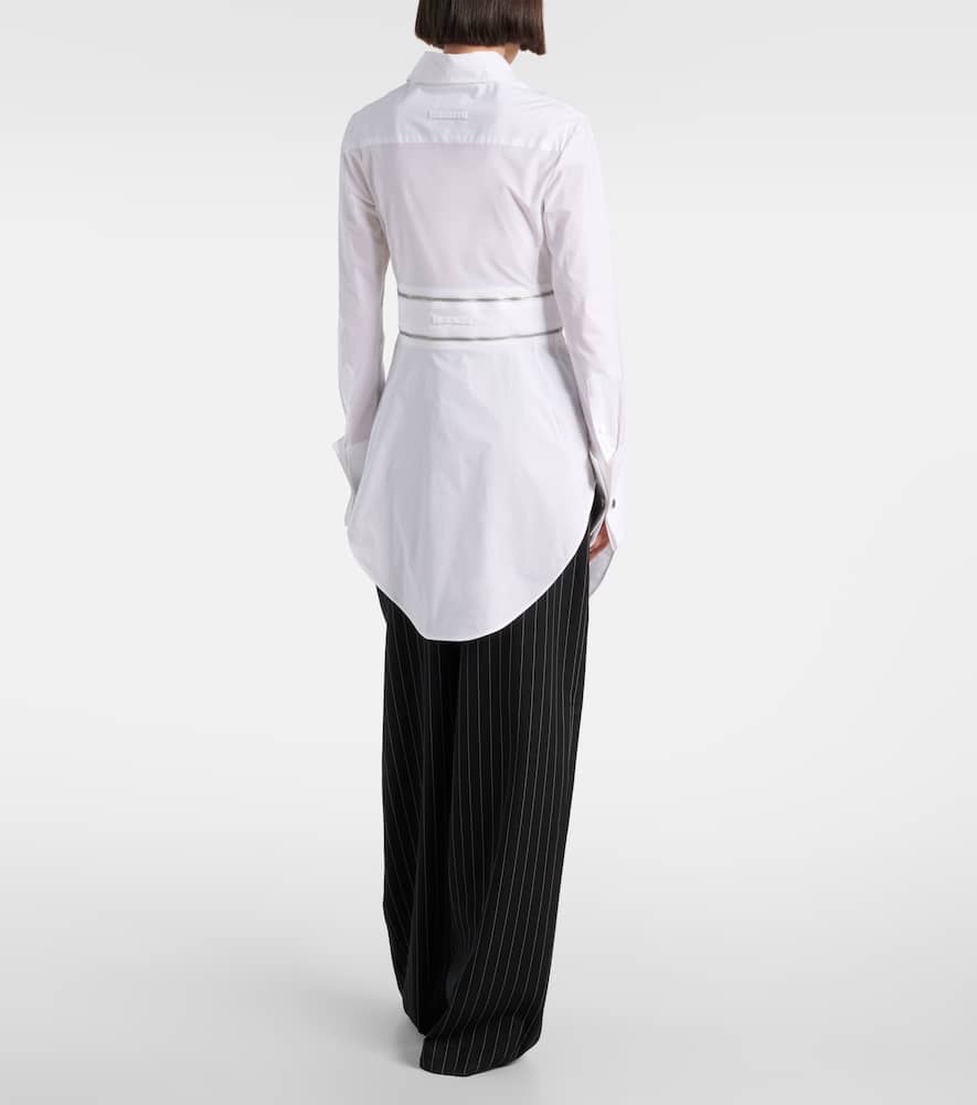 Belted cotton-blend shirt dress