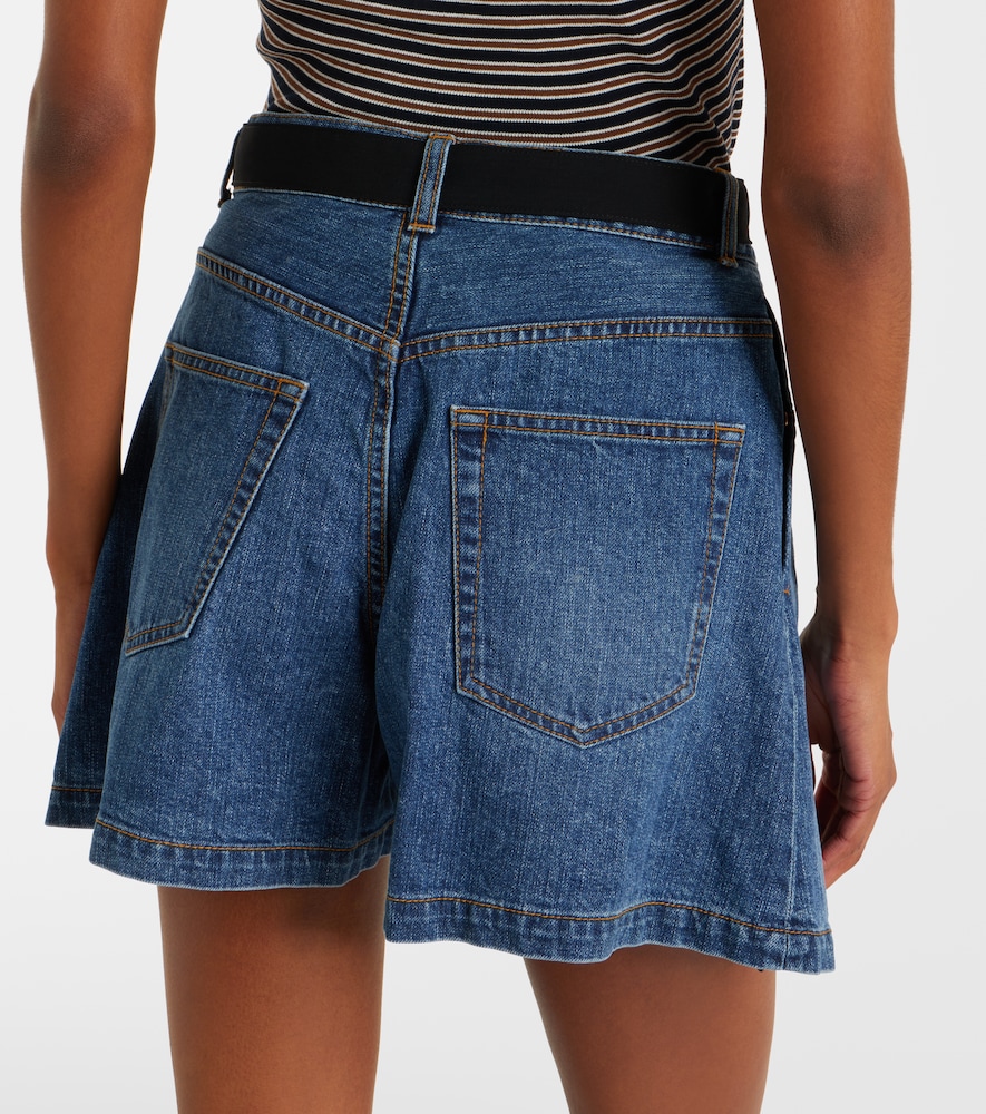 Paneled denim shorts