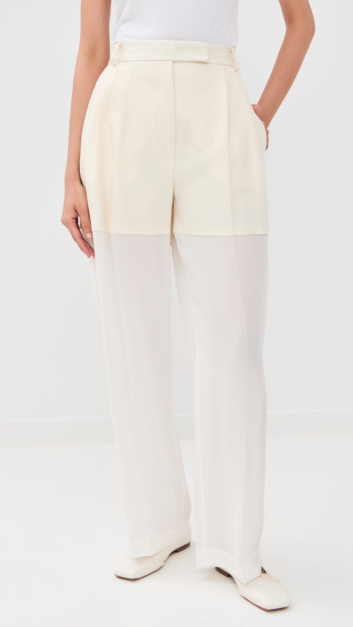 Best Large Flannel And Silk Pants Ivory