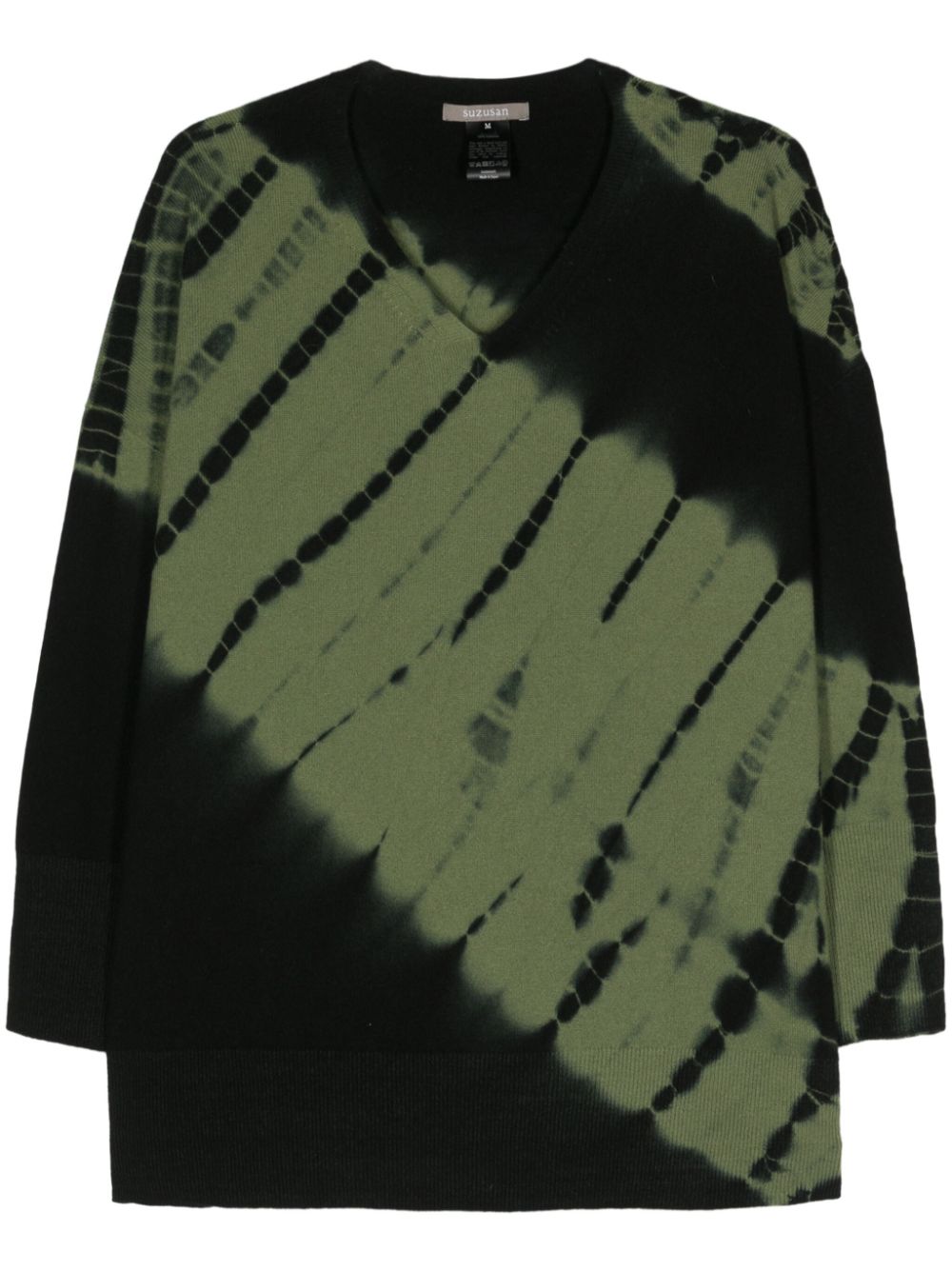 Tesuji Yoroidan Shibori diagonal-pattern cashmere jumper - Black