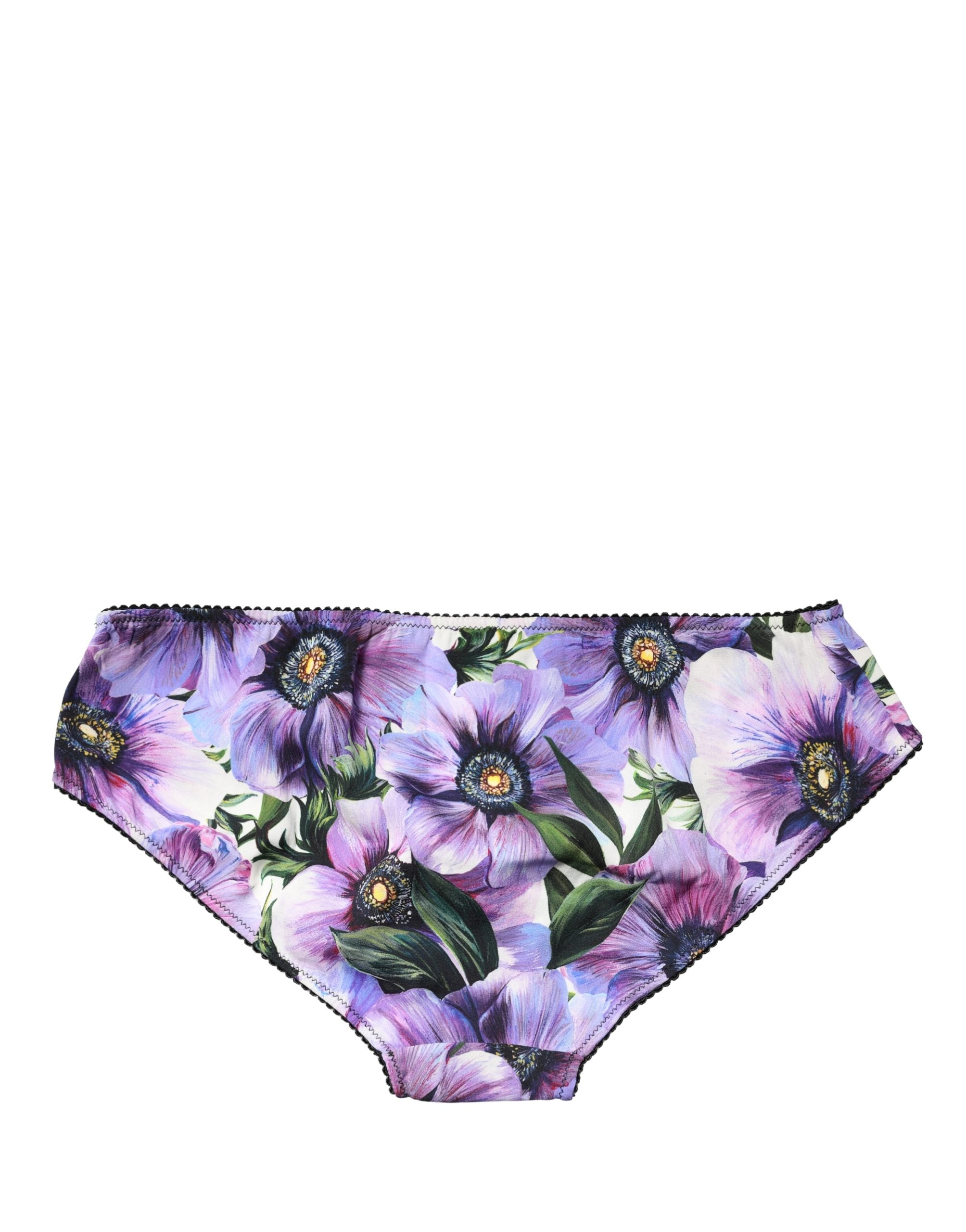 Silk Floral Brief Panty — Purple