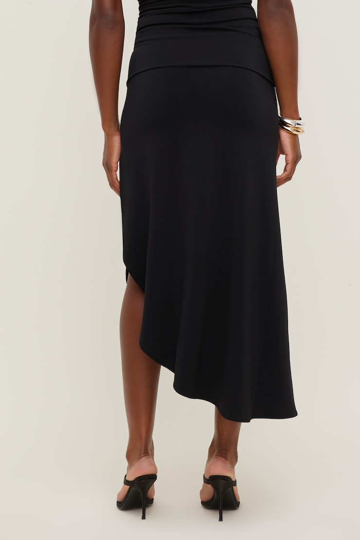 Sculpt Slit Midi Skirt - Black - Women Clothing