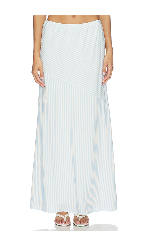 SEVEN WONDERS Dania Low Waist Maxi Skirt in Blue,White. L. Also in M, S