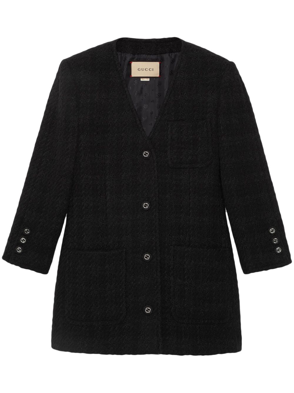 Mélange-effect tweed jacket - Black