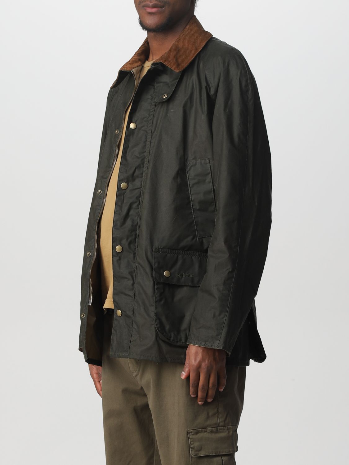 Contrasting-collar detail jacket - Green