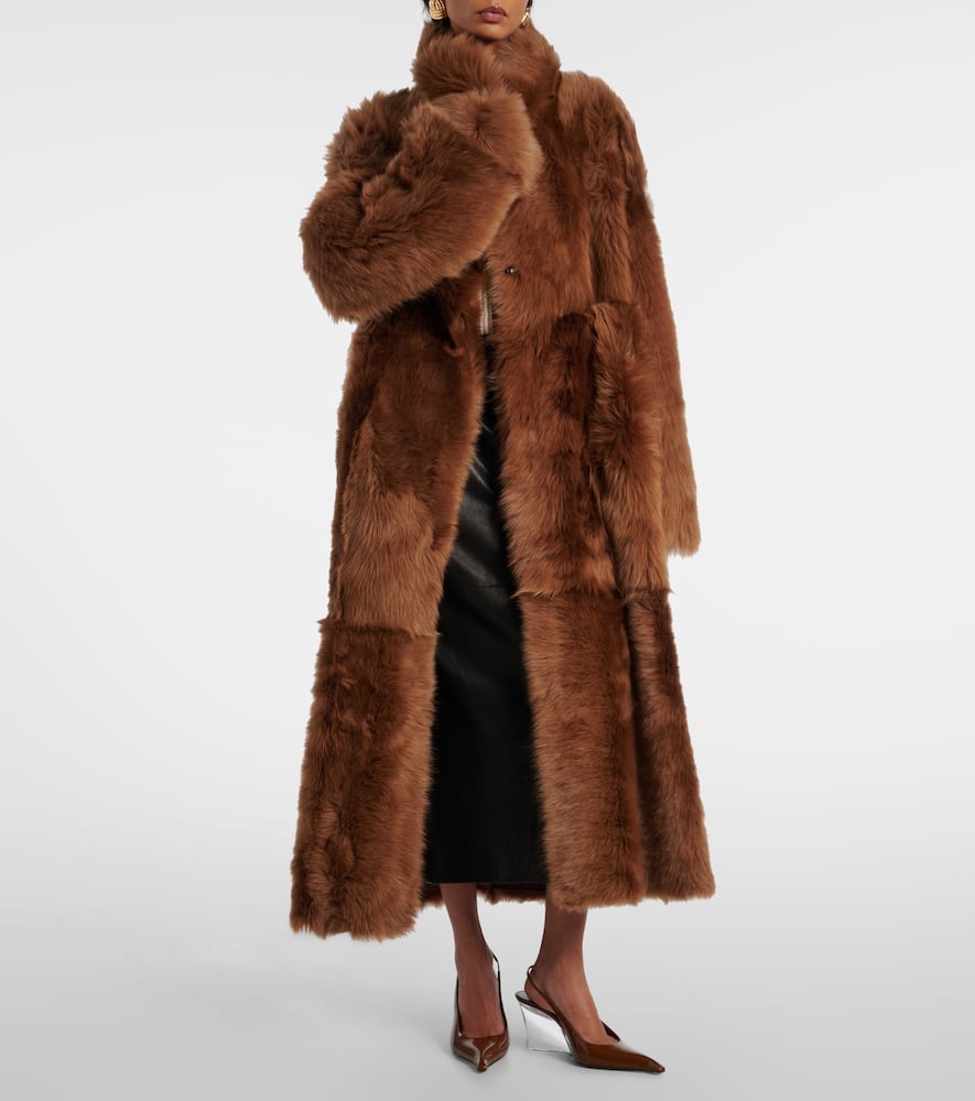 Marlene reversible shearling-lined suede coat