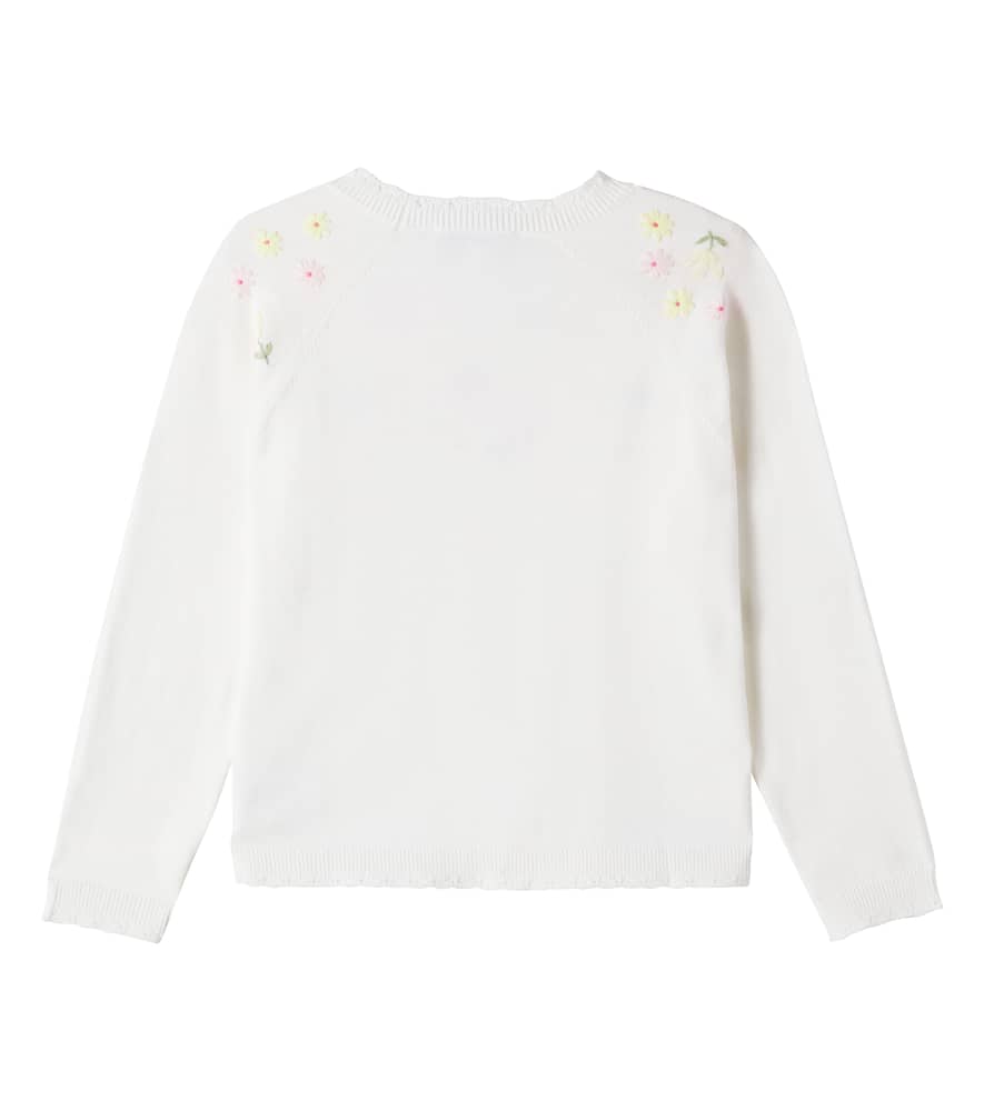 Embroidered floral cotton sweater