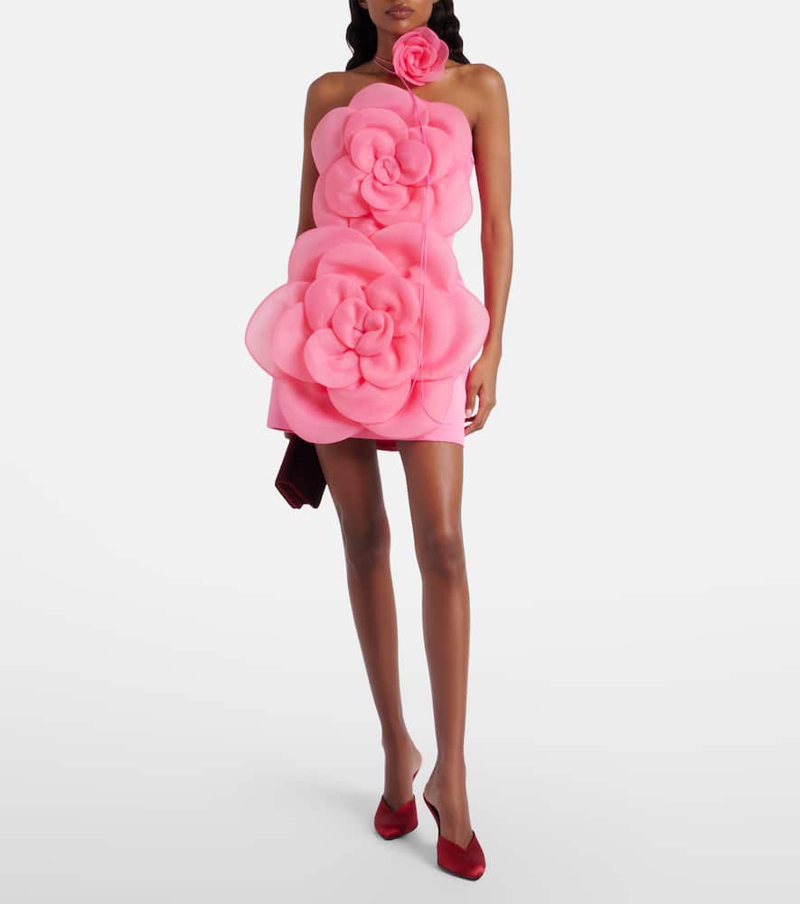 Floret floral-appliqué bustier dress