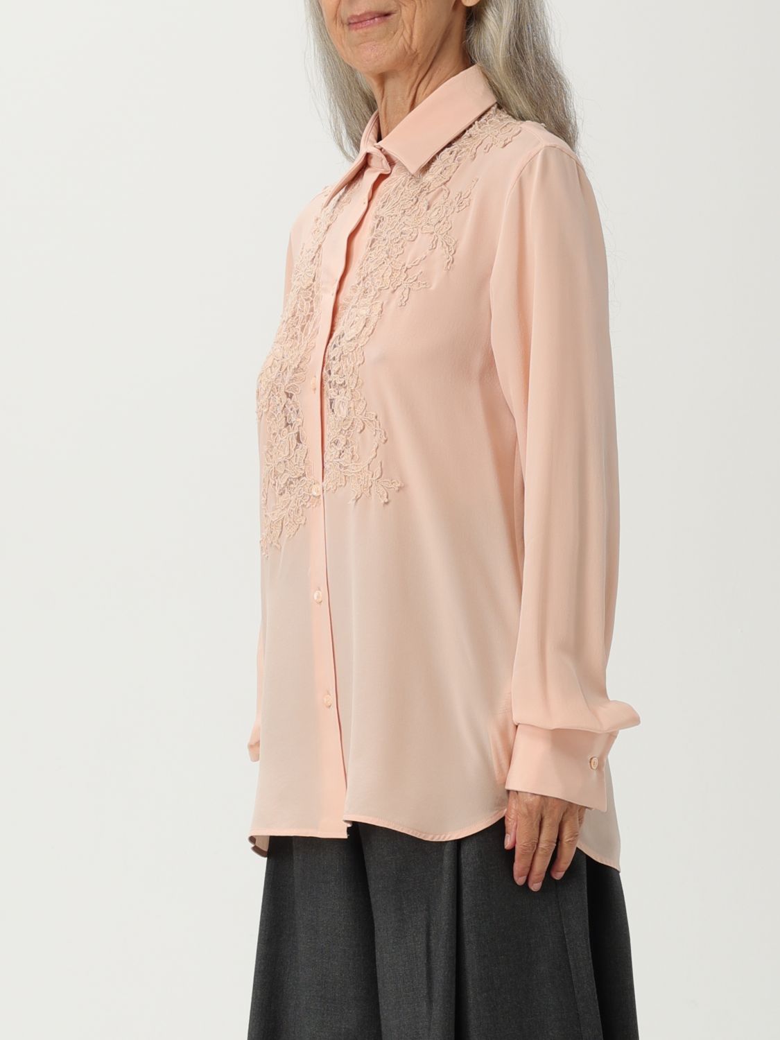 Lace-panel shirt - Pink