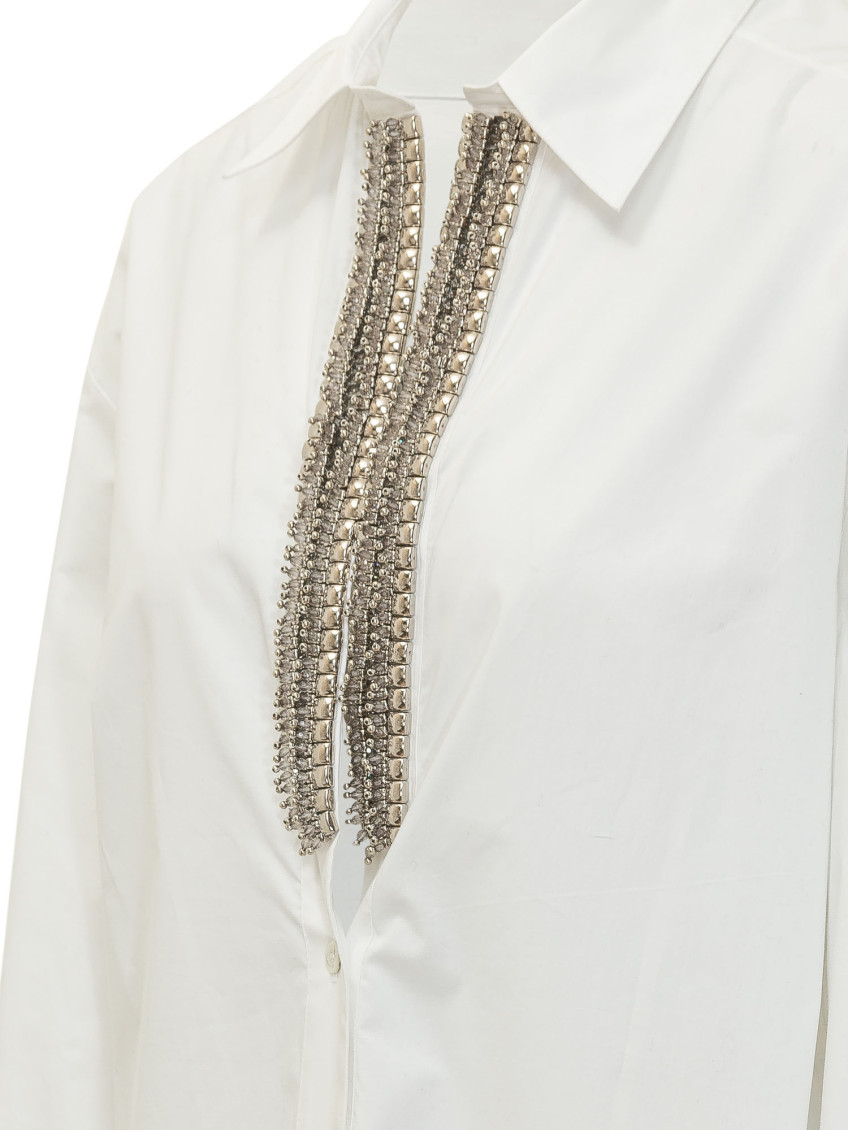 White Relaxed Embellished Shirt