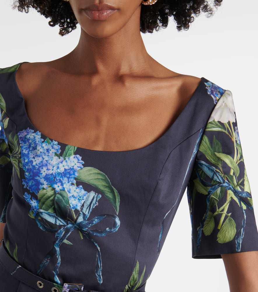 Floral poplin midi dress