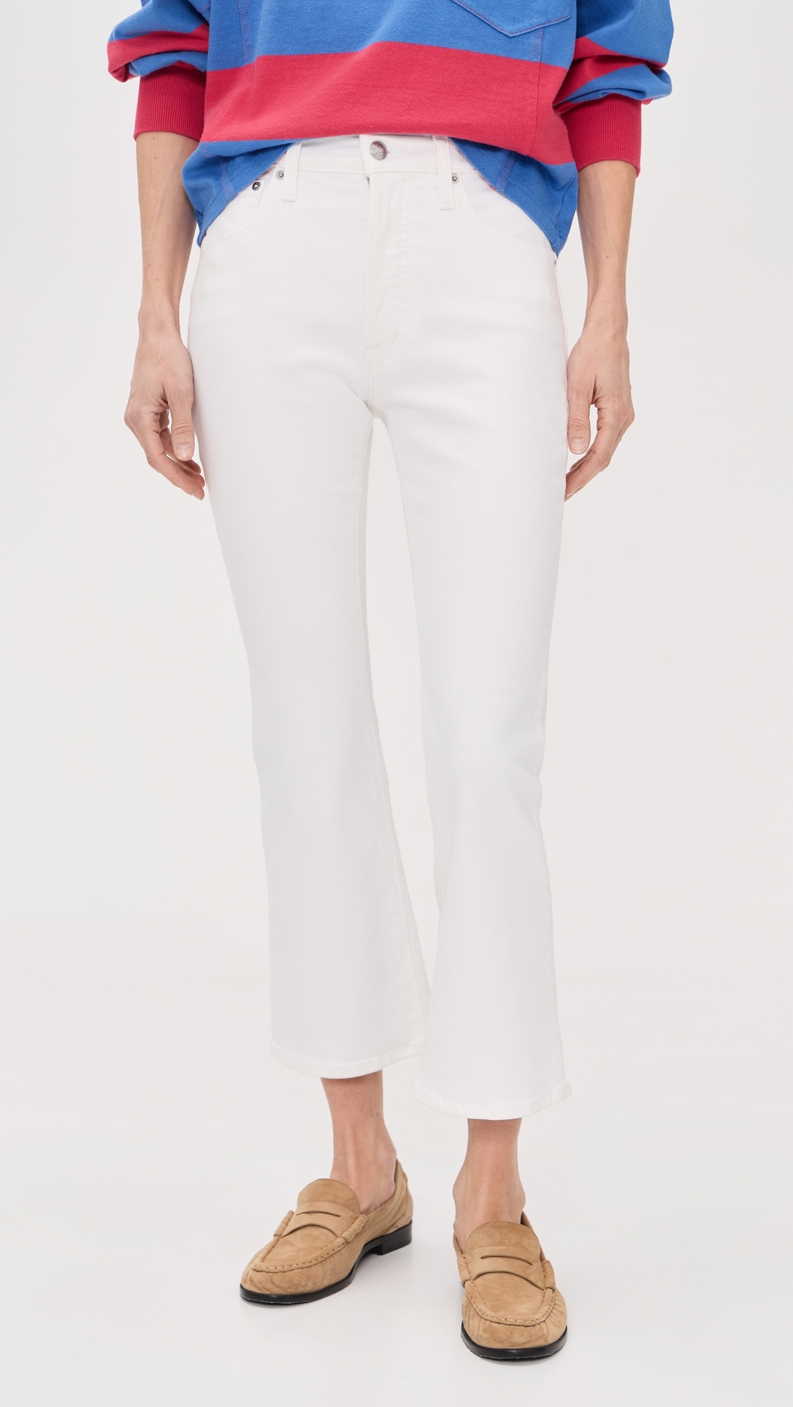 The Petite Stretch Flare Crop Jeans Tile White