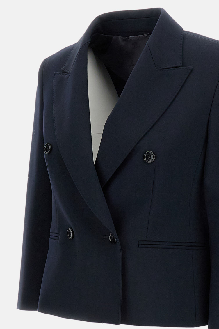 Max Mara - longline suit jacket button detailing lape