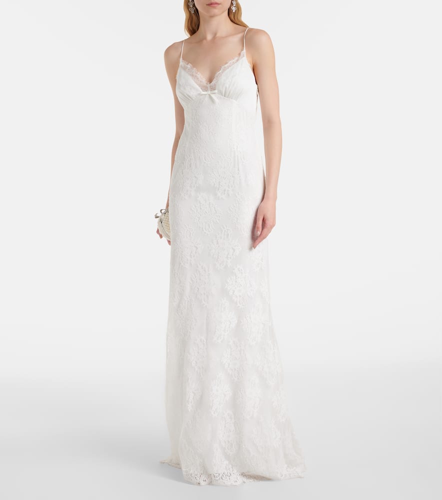 Strappy floral lace gown