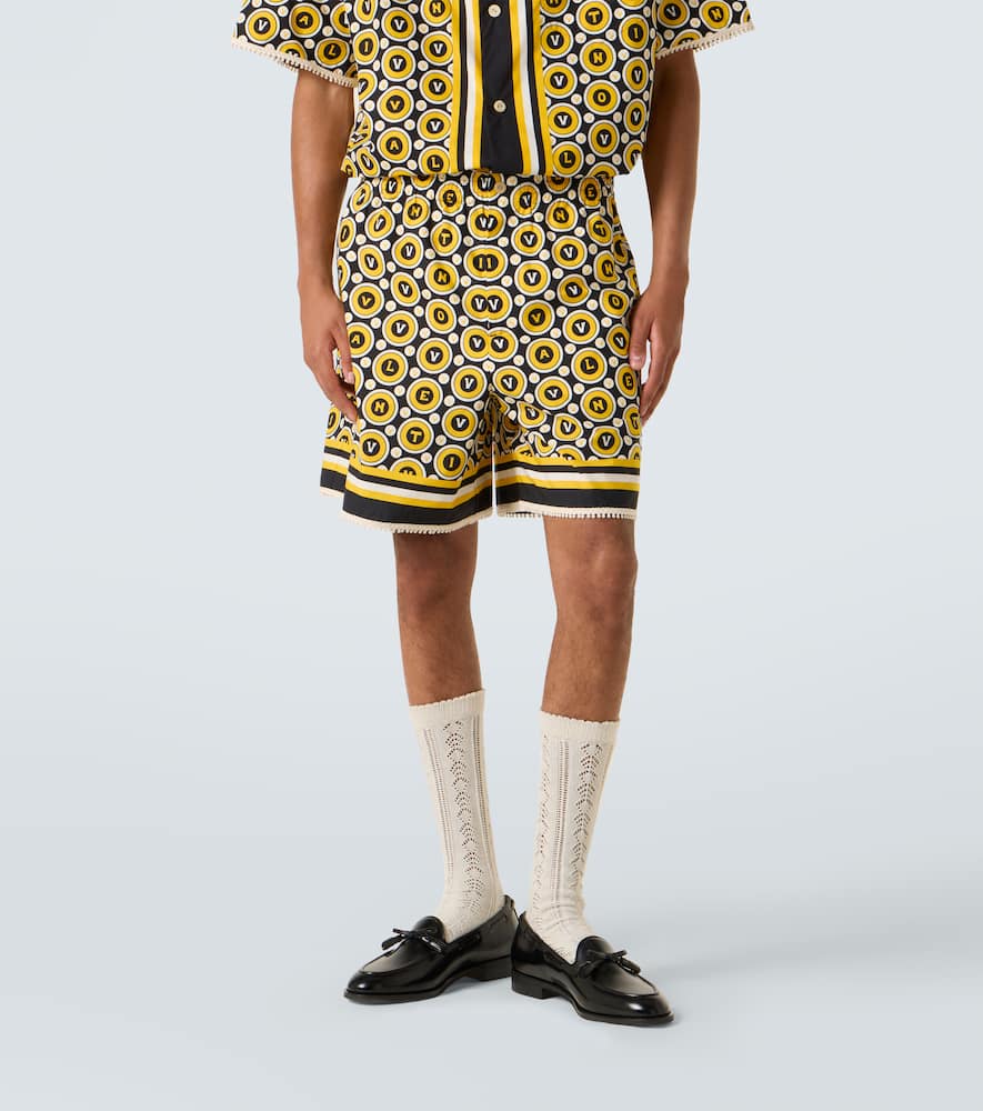 Printed cotton poplin shorts