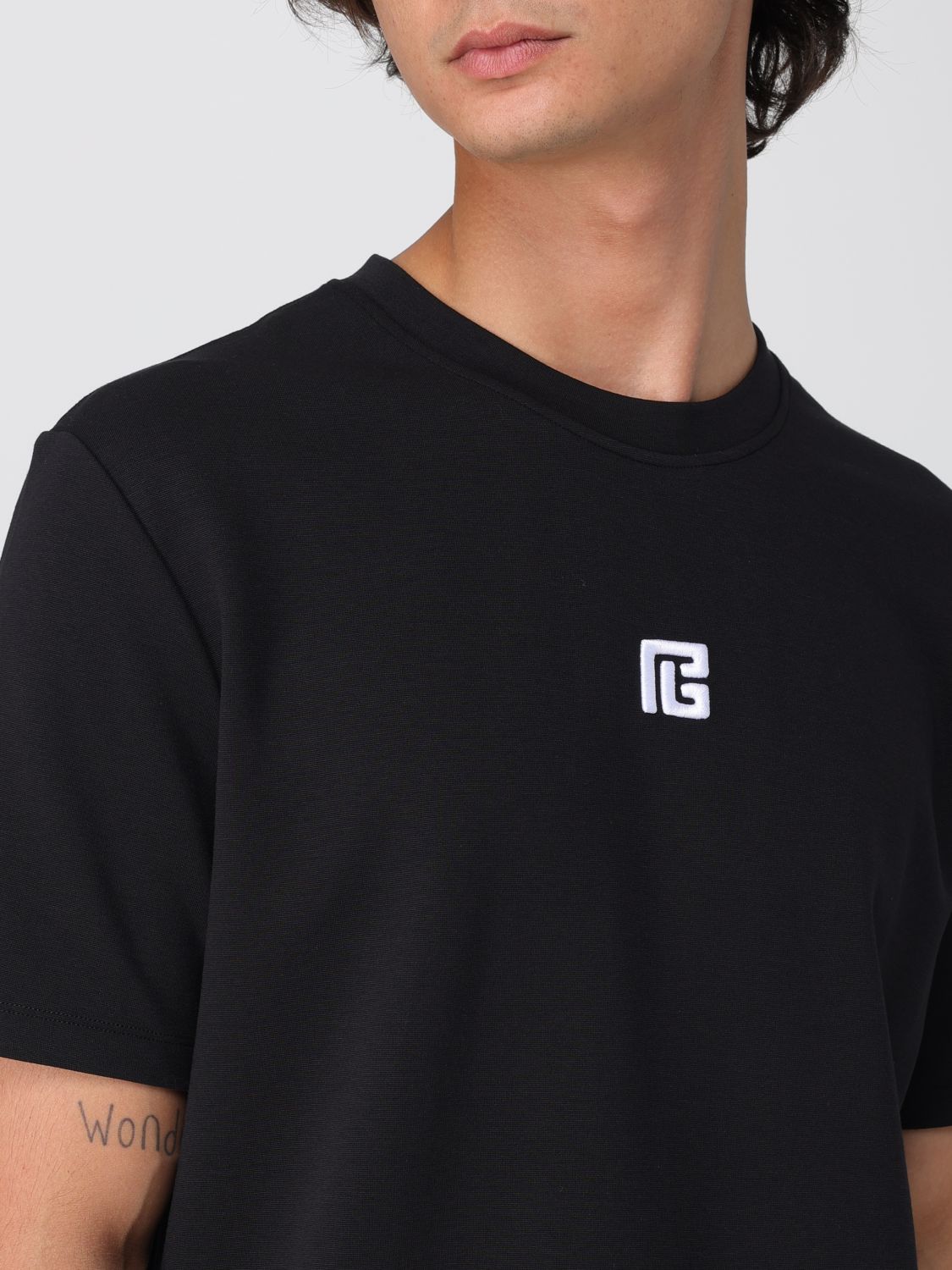 Logo-embroidered crew-neck T-shirt - Black