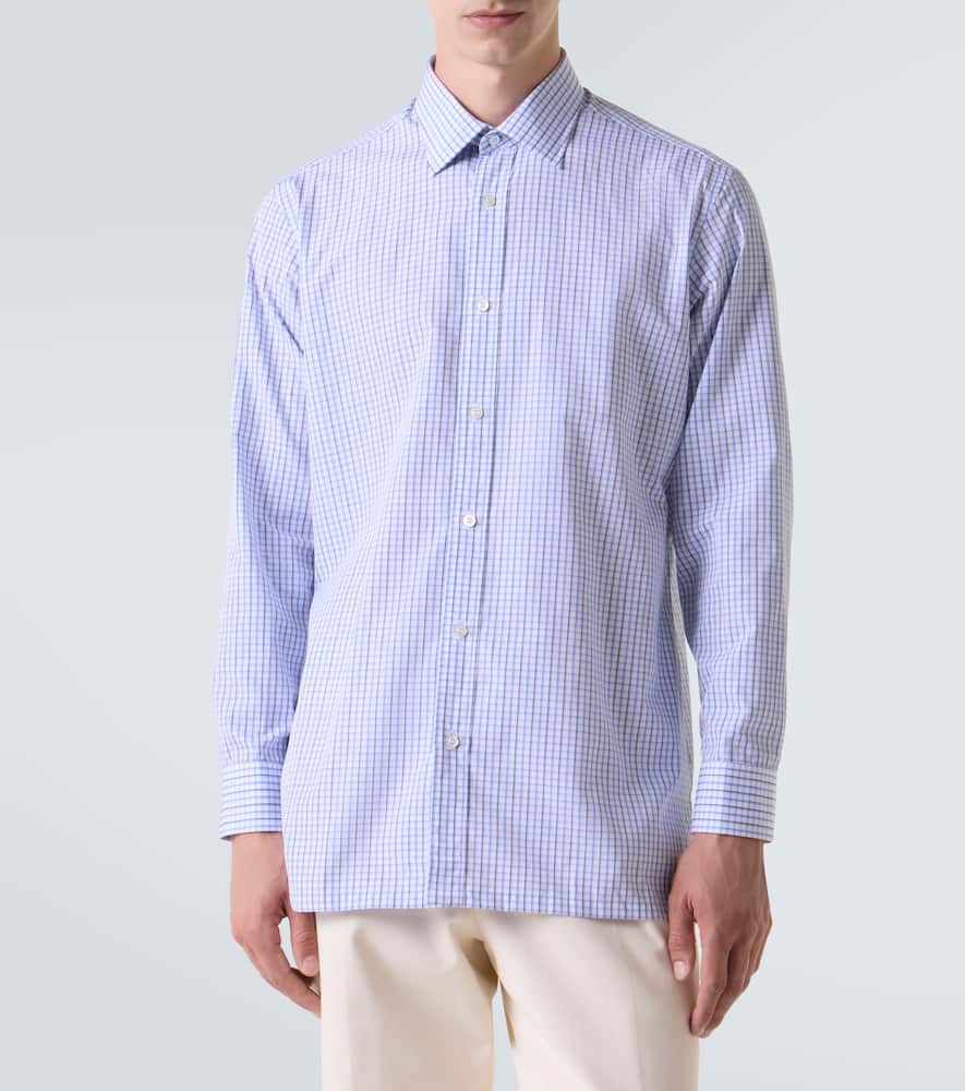 Checked cotton poplin shirt