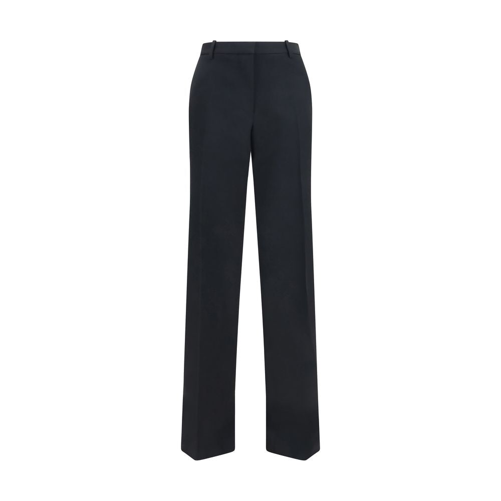 Pleated Merino Wool Trousers — Black