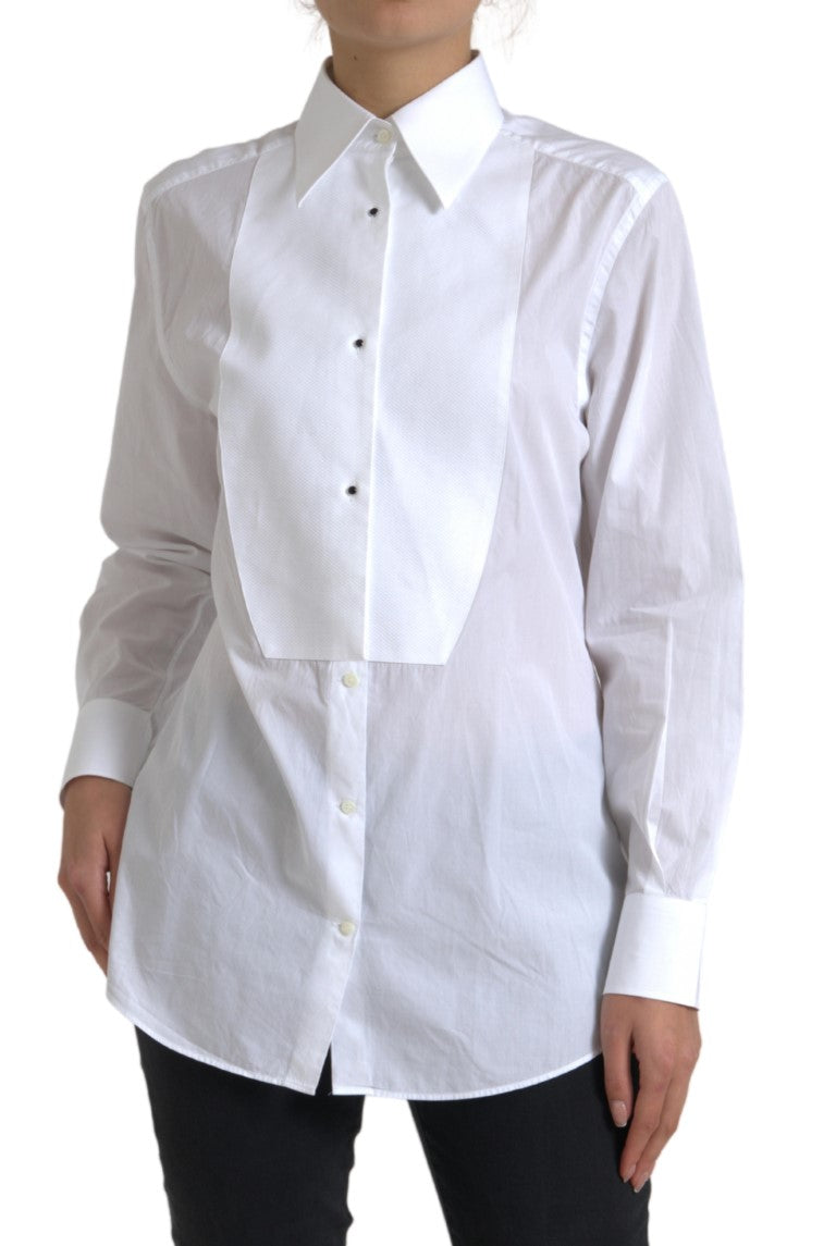 Cotton Poplin Bib Front Shirt — White