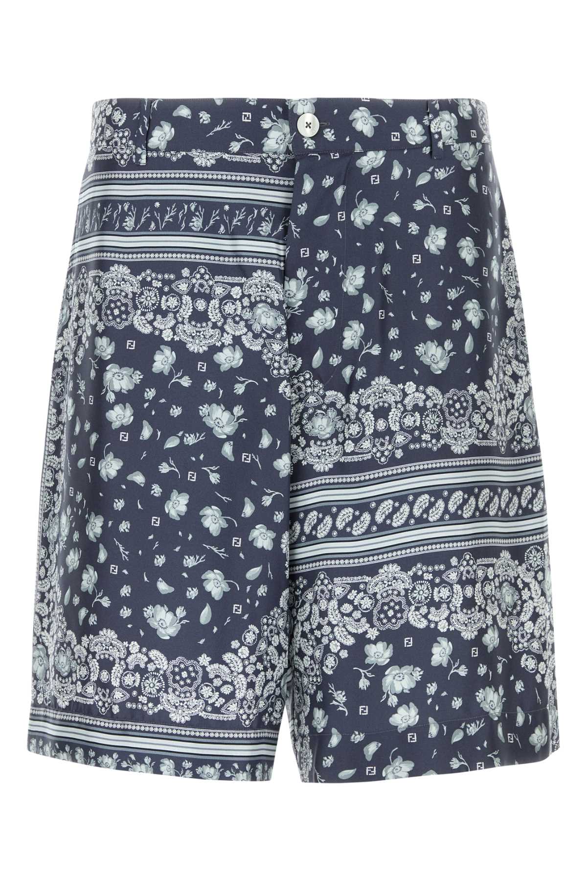 Silk Bermuda Shorts — Navy