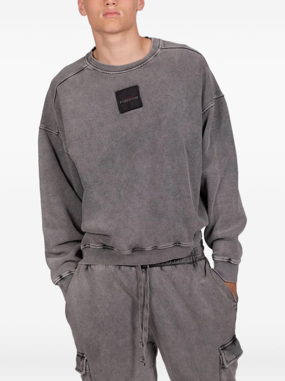 PODHIO logo-patch cotton sweatshirt - Grey