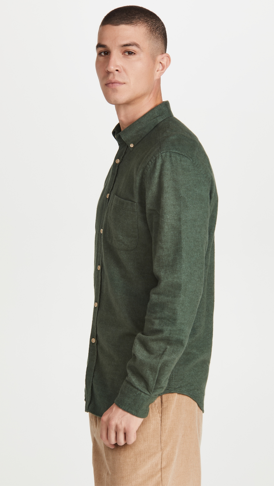 Teca Brushed Flannel Button Down Shirt Moss