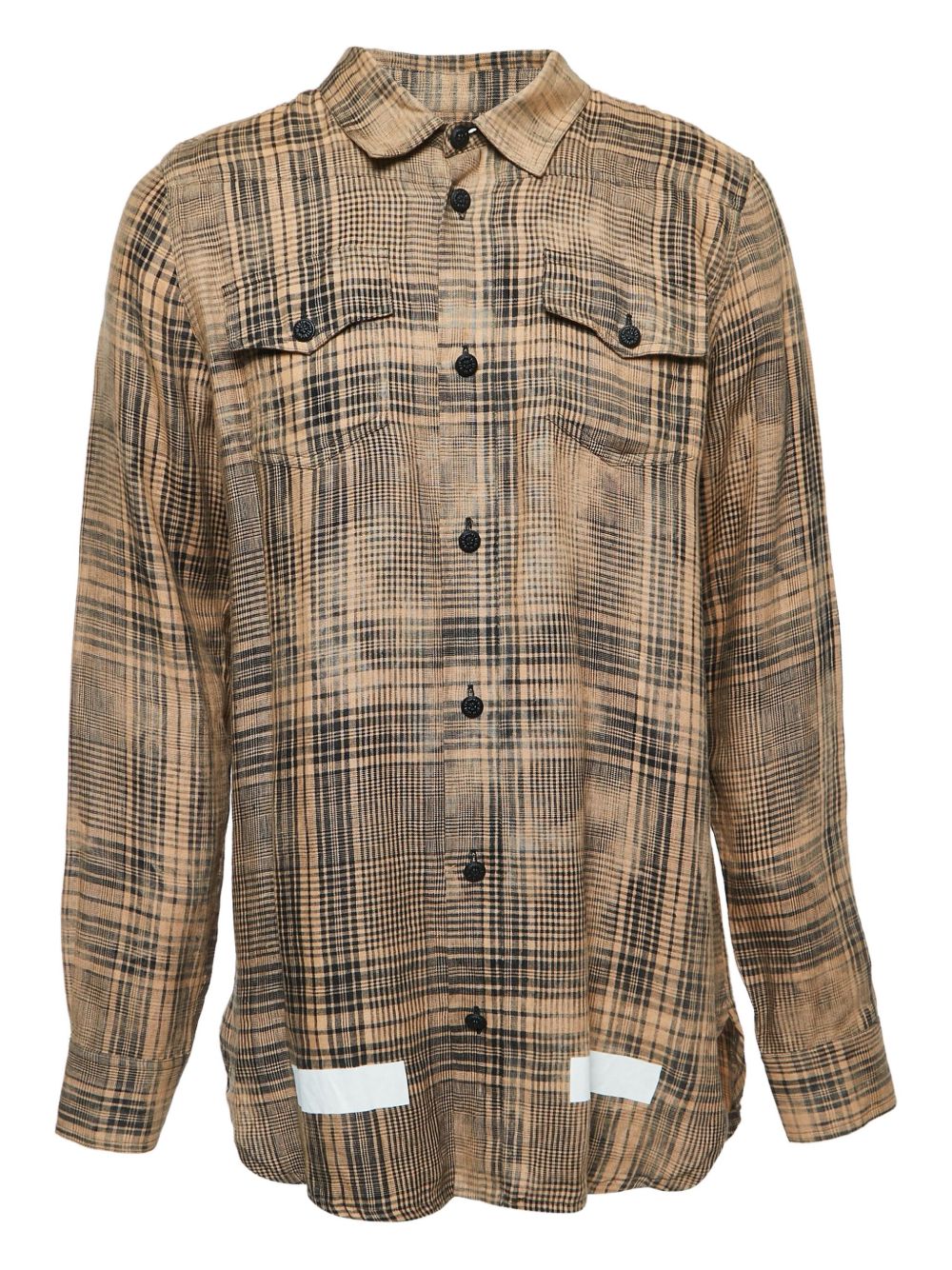 Plaid long-sleeve shirt - Neutrals
