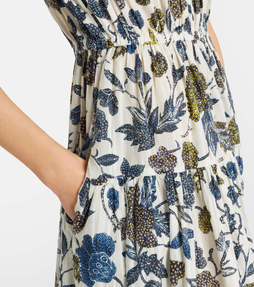Kairi gathered cotton-blend midi dress